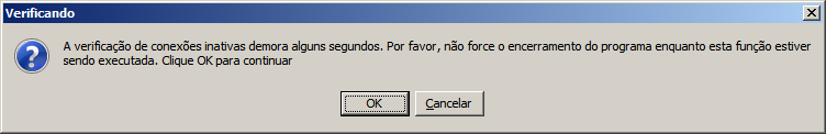 Aviso de verificação de conexões inativas