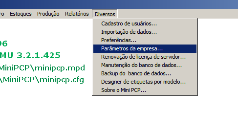 Selecione a opção de menu