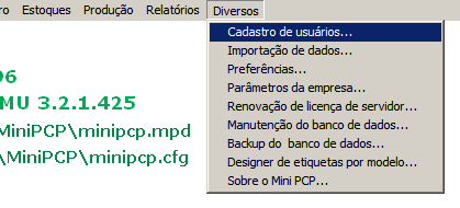 Menu Usuários