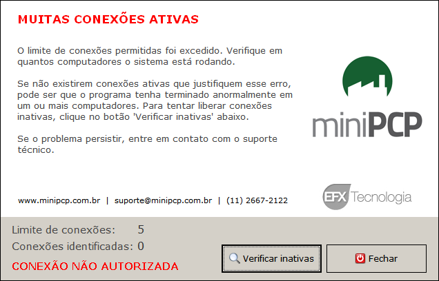 Muitas conexões ativas