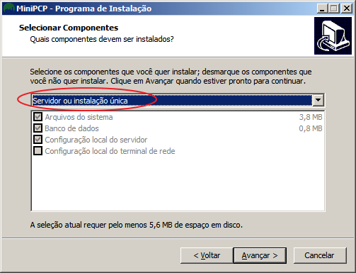 Tipo de instalação