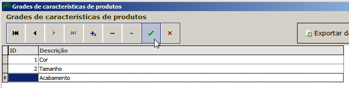 Confirmando a adição de uma grade