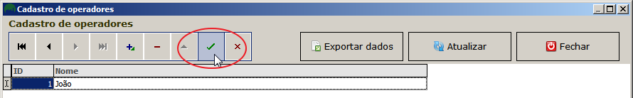 Menu de operadores